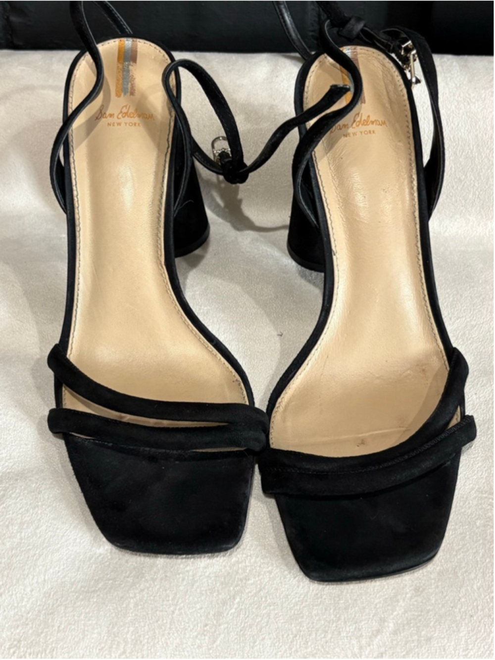 Women's Sam Edelman Black Suede Block Heel‎ Sandals Size 8